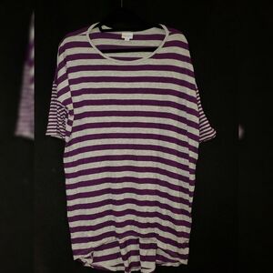 LuLaRoe Purple and Gray Striped Irma Large